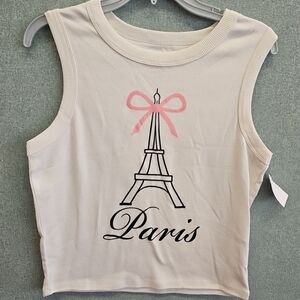 NWT Threads On 9th Paris Eiffel Tower Pink Bow Tank Top Juniors Size XL